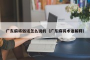 广东麻将俗话怎么说的（广东麻将术语解释）