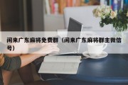 闲来广东麻将免费群（闲来广东麻将群主微信号）