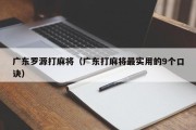 广东罗源打麻将（广东打麻将最实用的9个口诀）
