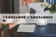 广东麻将怎么看对家（广东麻将怎么猜测对方牌）