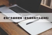 老友广东麻将视频（老友麻将有什么秘诀吗）
