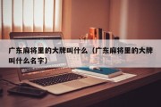 广东麻将里的大牌叫什么（广东麻将里的大牌叫什么名字）