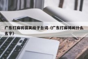 广东打麻将搞笑段子台词（广东打麻将叫什么名字）
