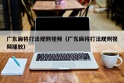 广东麻将打法规则视频（广东麻将打法规则视频播放）