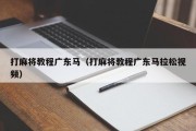 打麻将教程广东马（打麻将教程广东马拉松视频）