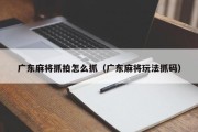 广东麻将抓拍怎么抓（广东麻将玩法抓码）