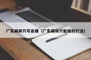 广东麻将只可自摸（广东麻将只能碰的打法）