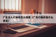广东拉人打麻将怎么回事（广东打麻将是什么意思）