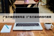 广东打麻将视频粤语（广东打麻将的技巧视屏）