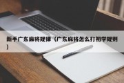 新手广东麻将规律（广东麻将怎么打初学规则）