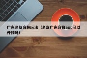 广东老友麻将玩法（老友广东麻将app可以开挂吗）